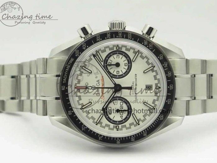 0203 UrbanChic Speedmaster Moonwatch OMF 1:1 Best Edition White Dial Black Hand on SS Bracelet A 8045